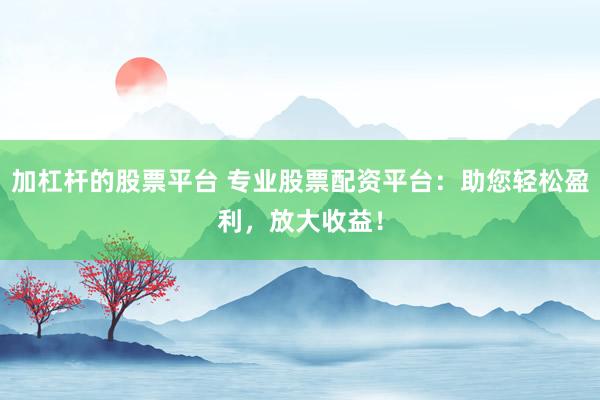 加杠杆的股票平台 专业股票配资平台：助您轻松盈利，放大收益！