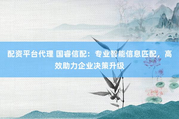 配资平台代理 国睿信配：专业智能信息匹配，高效助力企业决策升级