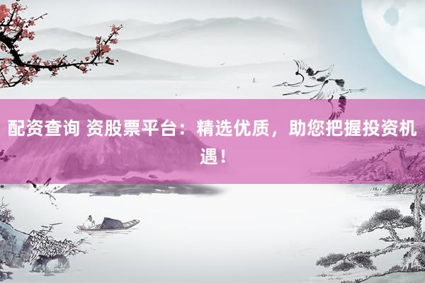 配资查询 资股票平台：精选优质，助您把握投资机遇！
