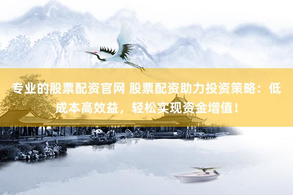 专业的股票配资官网 股票配资助力投资策略：低成本高效益，轻松实现资金增值！