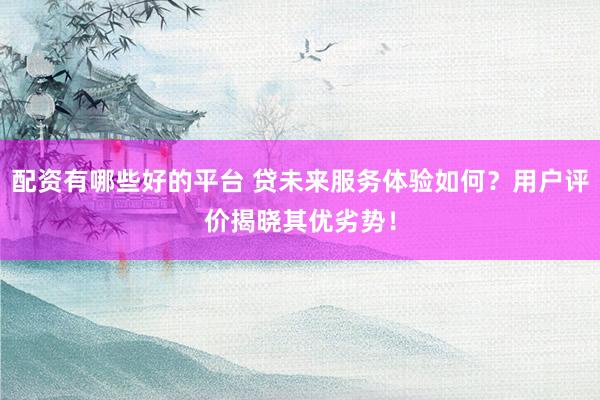 配资有哪些好的平台 贷未来服务体验如何？用户评价揭晓其优劣势！