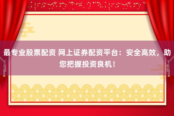 最专业股票配资 网上证券配资平台：安全高效，助您把握投资良机！