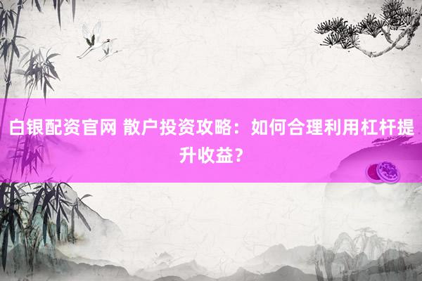 白银配资官网 散户投资攻略：如何合理利用杠杆提升收益？