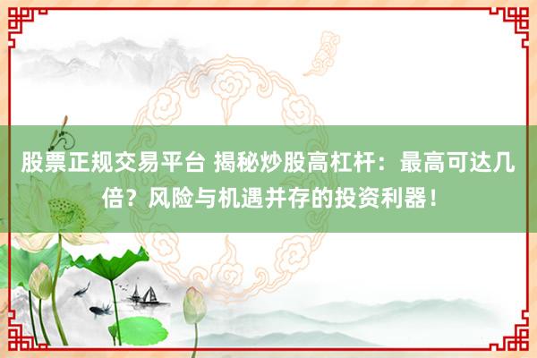 股票正规交易平台 揭秘炒股高杠杆:最高可达几倍?风险与机遇并存的投资利器!
